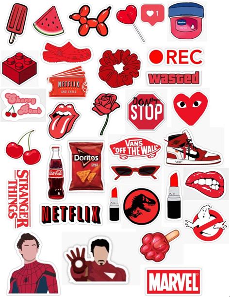 Stickers Rojos Cool Stickers Pop Stickers Scrapbook Stickers Printable