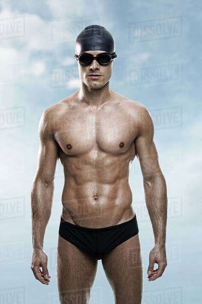 Swimmer Wearing Cap And Goggles Stock Photo Dissolve