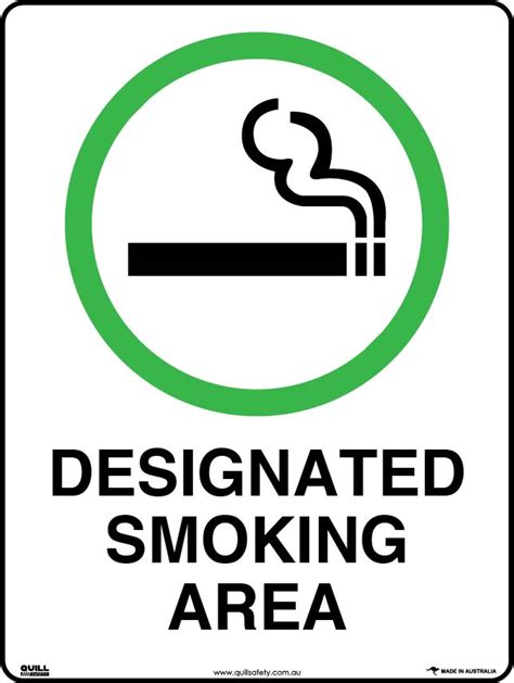 Prohibition Signs Designated Smoking Area Quill Safety
