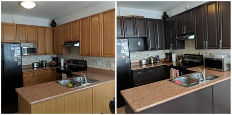 Refinishing And Painting Kitchen Cabinets Before And After Pictures