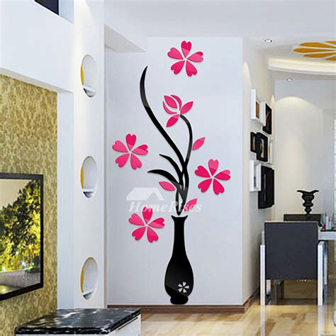 High quality creative 3d sticker with wholesale price. Flower Wall Stickers Acrylic 3D Self Adhesive Home Decor ...