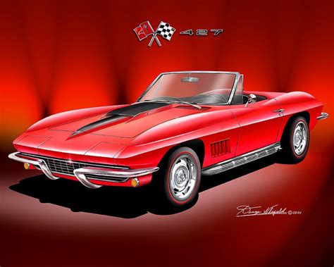 Corvette Artwork 1963 1967 C2 Chevrolet Corvette Etsy