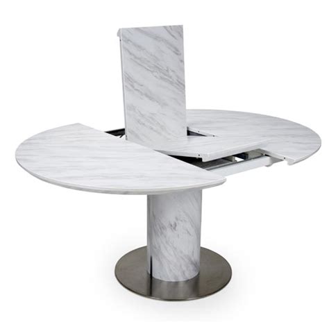 Allora Round Extending Dining Table In White Marble Effect Furniture