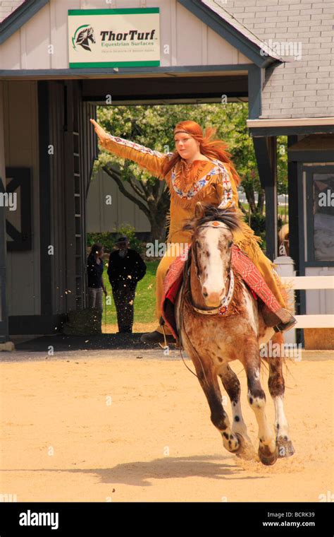 Performer On Horse Waves To Crowd During Parade Of Breeds Kentucky