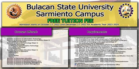 Bulsu Sarmiento Campus Admission And Scholarships Office