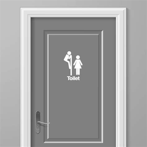 Funny Peeping Toilet Door Sign Sticker Vinyl Decal Restroom Etsy