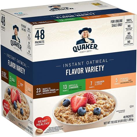 Quaker Instant Oatmeal 4 Flavor Variety Pack Individual Packets 48