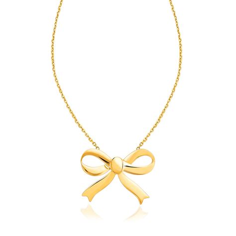 Bow Necklace In 14k Yellow Gold Richard Cannon Jewelry