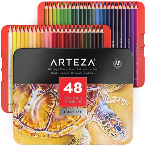 Arteza Colored Pencils Professional Set Of 48 Colors Soft Wax Based