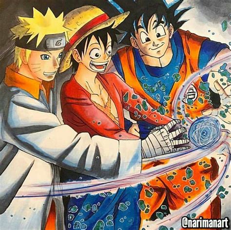 Cool Luffy And Naruto And Goku Goku Vs Naruto By