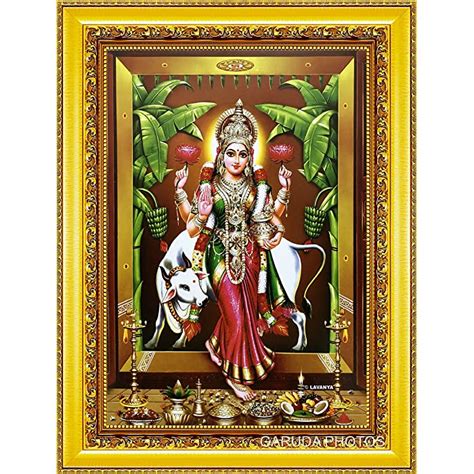 Buy Garuda Photos Goddess Sri Gruha Lakshmi Photo With Cow Gau Mata Laxmi Devi
