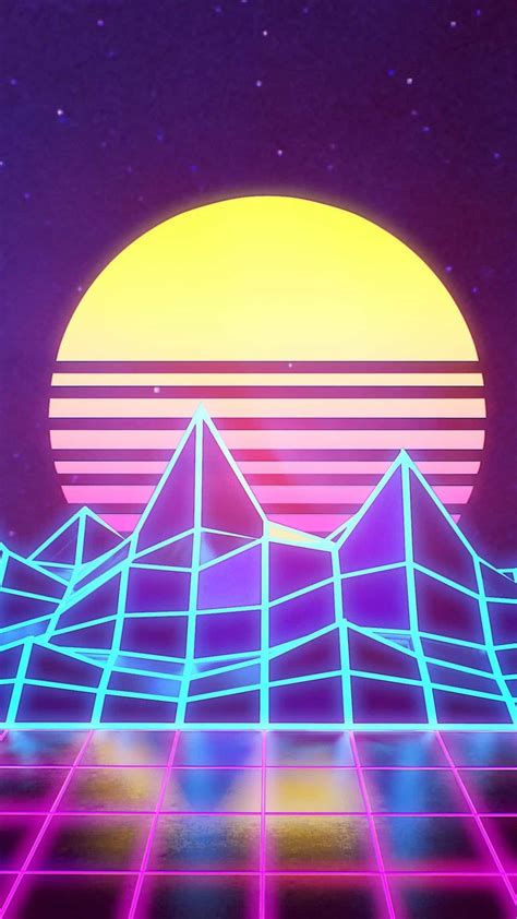 80s Aesthetic Background 80s Neon Landscape Illustration Desktop