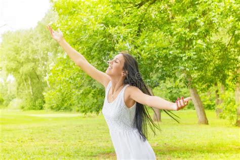 Happiness Young Woman Enjoyment In The Nature Stock Image Image Of