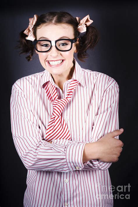 Funny Female Business Nerd With Big Geeky Smile Photograph By Jorgo