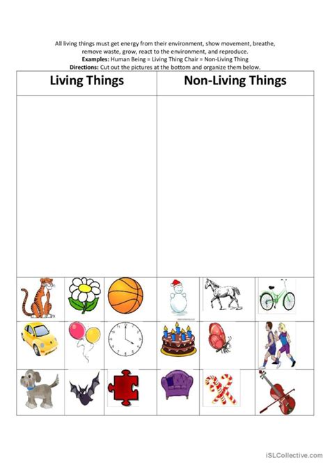 Living And Nonliving Things English Esl Worksheets Pdf And Doc