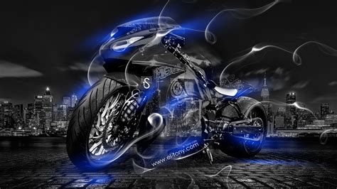 Tony Kokhan Moto Smoke Crystal City Bike Blue Neon El Tony