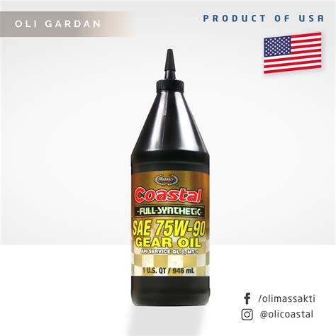 Coastal Full Synthetic Gear Oil Lsd Sae 75w 90 Gl 5 Mt 1 1qt Oli Gardan