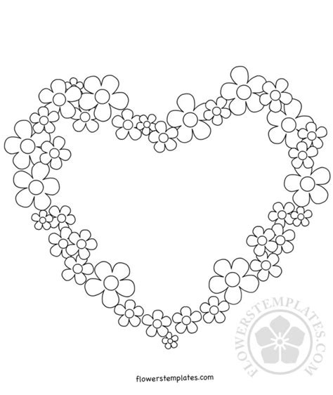 Flower Heart Frame Coloring Page Flowers Templates