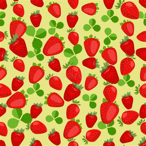 Seamless Colorful Background Made Of Strawberry And Leaves In Fl Stock