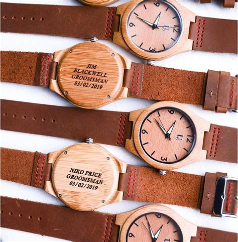 Groomsmen Gift Ideas Engraved Groomsmen Wooden Watches Leather Band