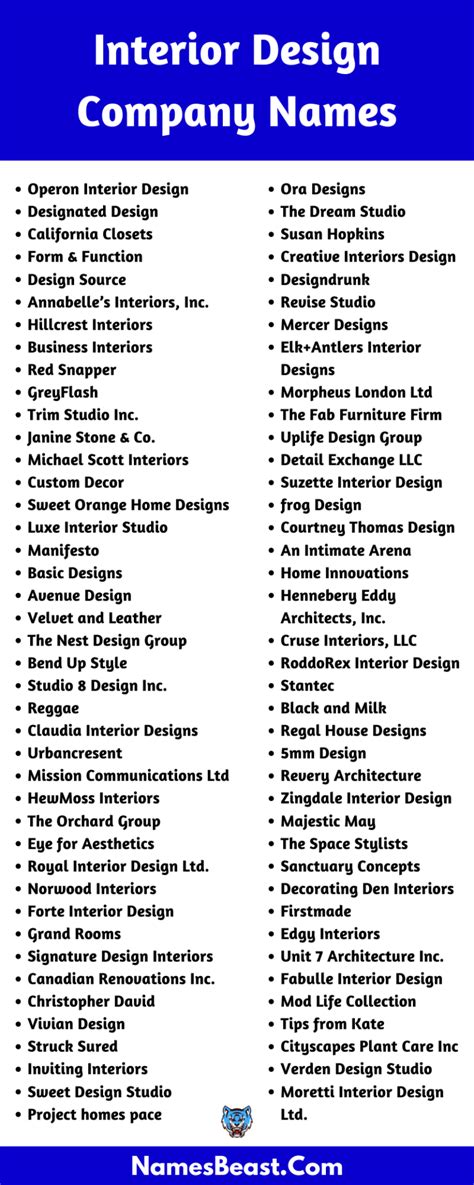 1200 Interior Design Company Names And Business Name Ideas