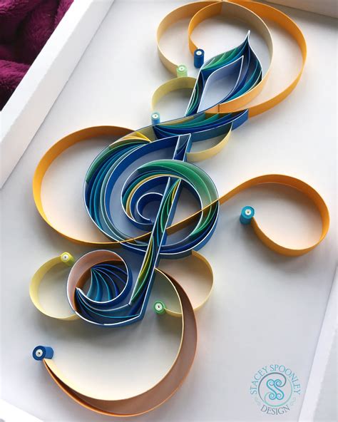 Music Note Treble Clef Wall Decor Quilling Art 3d Paper Home Etsy