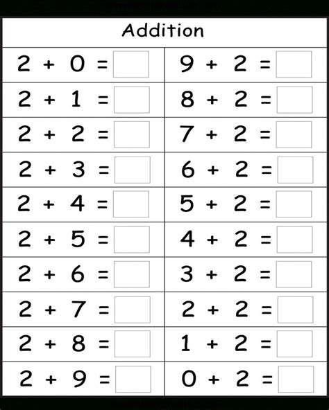Free Printable Addition Math Worksheets For Kindergarten Addition