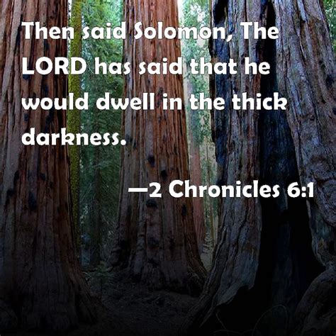 2 Chronicles 61 Then Said Solomon The Lord Has Said That He Would