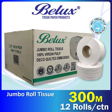 Belux Pulp Jumbo Roll Tissue Jrt 300m X 12 Rolls 2 Ply 100