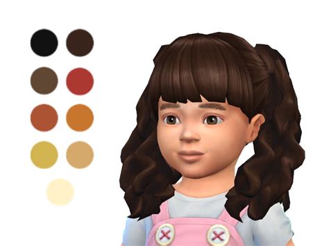 The Sims Resource Toddler Long Curly Pigtails Hair