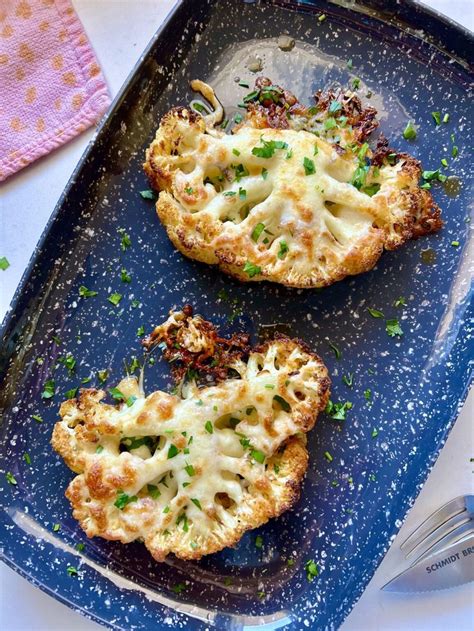 Cheesy Cauliflower Steaks Hungry Happens Recipe Cauliflower