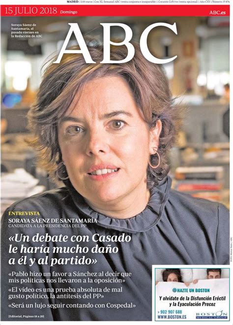 Periódico Abc España Periódicos De España Edición De Domingo 15 De Julio De 2018