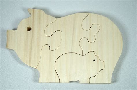 Wooden Puzzle For Toddlers Wooden Toy Pig Puzzle Waldorf Etsy