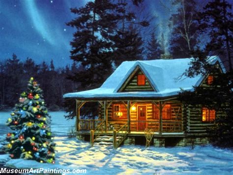 Arriving At The Christmas Cabin Painting