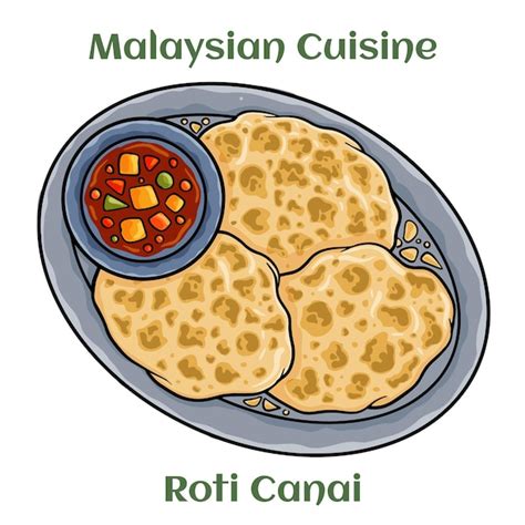 Premium Vector Roti Canai A Form Of Puffed Bread Served Hot With