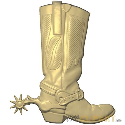 Cowboy Boot 3d Relief Model Cnc Clipart