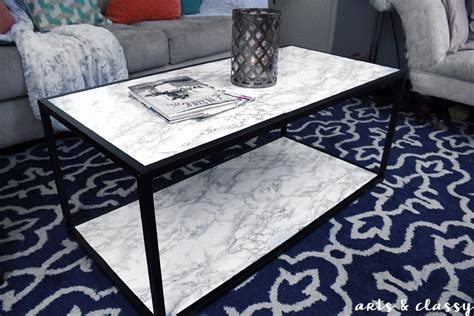 I decided to forgo wood, opting instead to use extruded aluminum tubing for the base and a marble slab for the top. Diy Faux Marble Coffee Table Makeover Tutorial · How To ...
