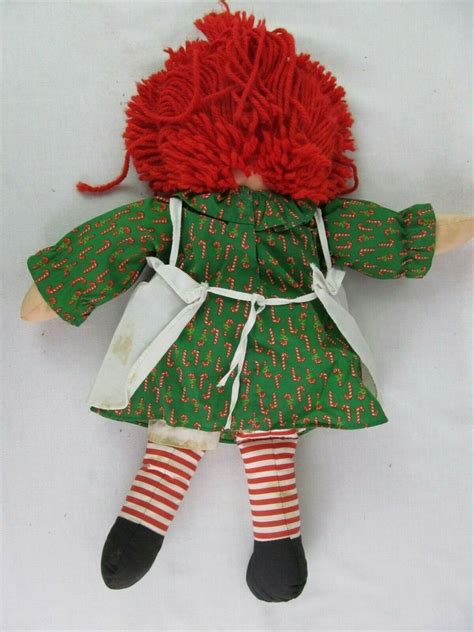 Vintage Raggedy Ann Doll Playskool Christmas Dress Candy Cane 18 Inch