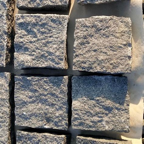 Mid Grey Blue Grey Granite Cobbles Setts Cropped 100x100x50 Stone