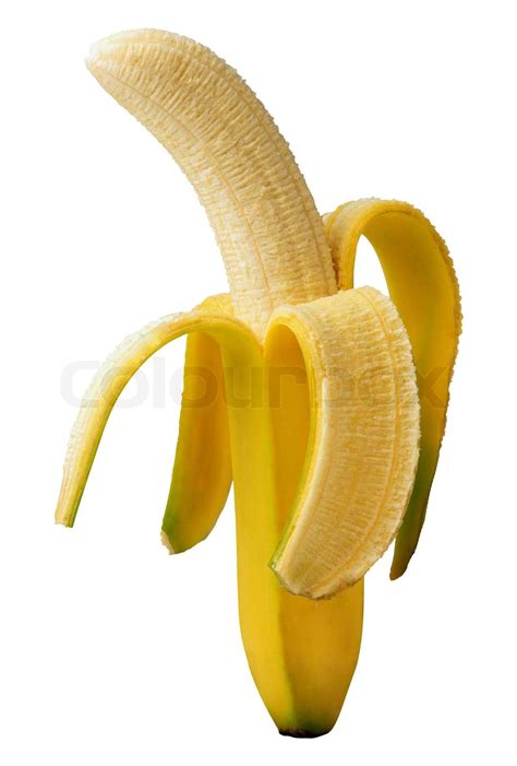 Offene Banane Auf Einem Weißen Hintergrund Stock Bild Colourbox