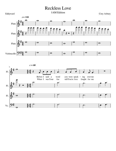 Reckless Love Sheet Music For Flute Cello Download Free In Pdf Or Midi