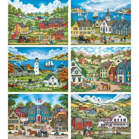 Set Of 6 Spring Bonnie White 1000 Piece Jigsaw Puzzles Spilsbury