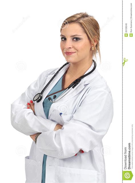 A doctor is someone who is qualified in medicine and treats people who are ill. Confident female doctor stock photo. Image of attractive ...