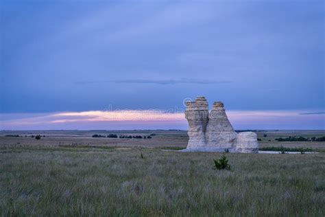 Castle Rock In Kansas Prairie Stock Image Image Of Gove Badlands