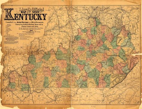 Kentucky Historical Vintage State Map Wall Decor Art Print Kentucky