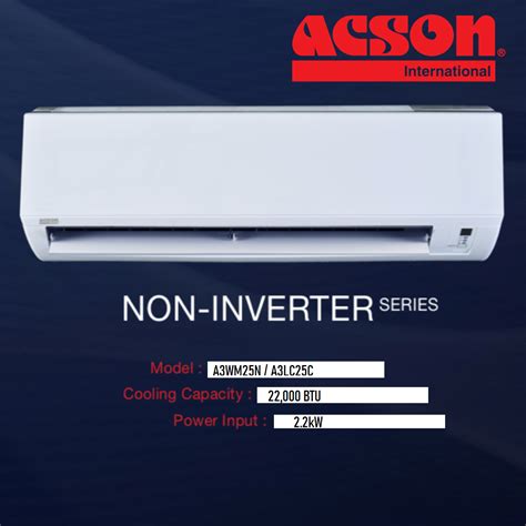 R32 ACSON 2 5HP A3WM25N A3LC25C NON INVERTER WALL MOUNTED AVO ACSON