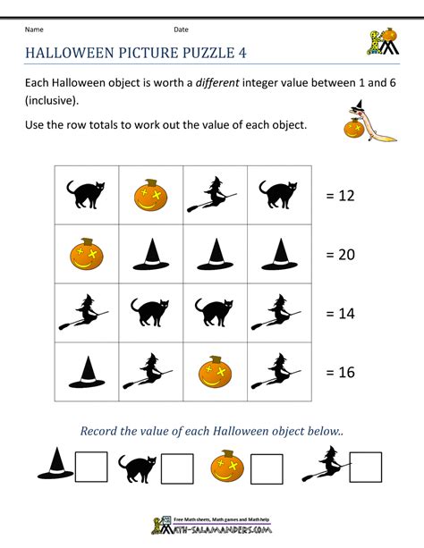 Halloween Math Worksheet 4th Grade