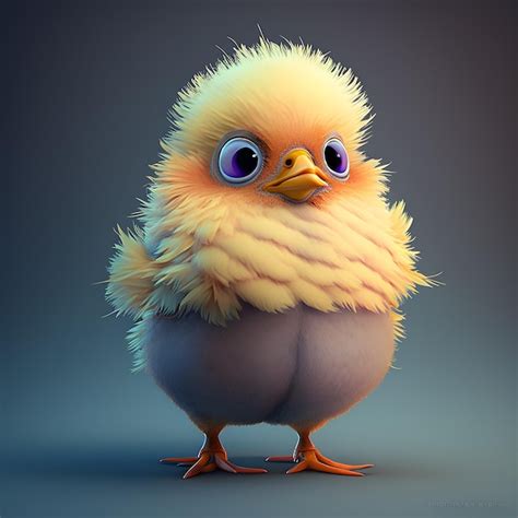 Premium Photo Super Cute Little Hen Rendered In The Style Of Pixar Cartoon Generative Ai