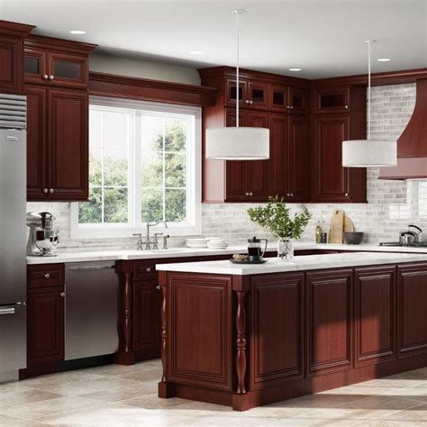 Clients can choose handle or handle free. Charleston Cherry Kitchen Cabinets - RTA Cherry Cabinets ...