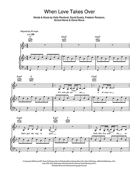 When Love Takes Over Feat Kelly Rowland Sheet Music By David Guetta